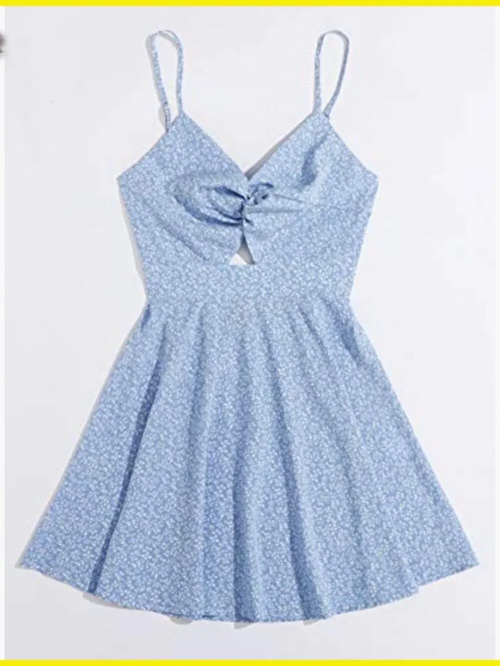 Boho Floral Print Twist Front Cami Mini Dress Swing A-Line Summer Chic